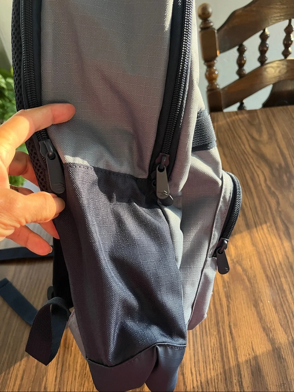Nike Men’s Gray and Navy Blue Logo Backpack